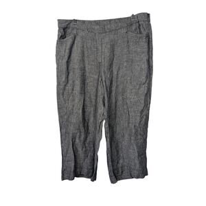 NWT J. Jill Linen High Rise Cropped Wide Leg Pant in Black White